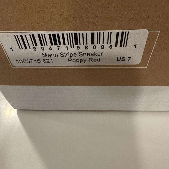 Soludos Marin Striped Sneaker Poppy Red Size 7 Woven Lace Up Ortholite Footbed - Picture 11 of 11